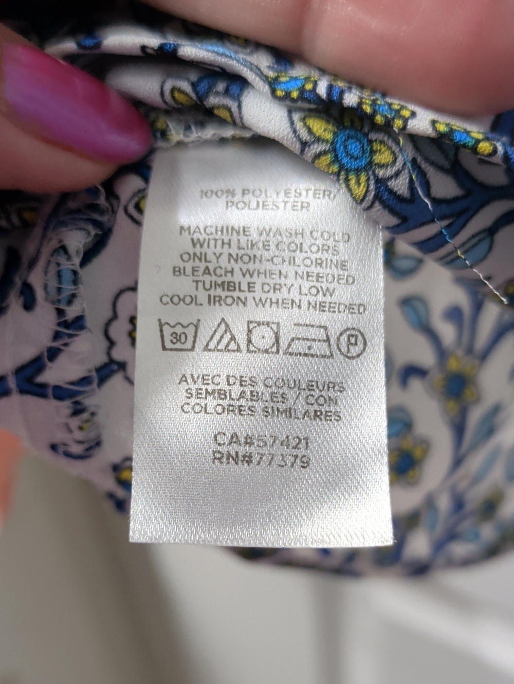 LOFT White, Blue & Yellow Floral Ruffle Sleeve Blouse - Picture 3 of 5